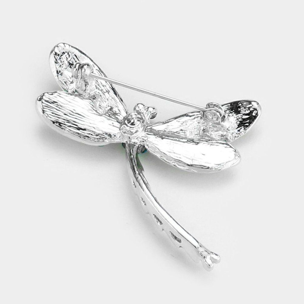 Dragonfly Aqua Blue Stone Pave Pin Brooch - Picture 2 of 5